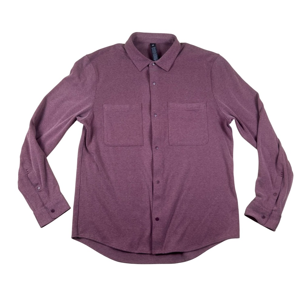 Lululemon New Venture Long Sleeve Shirt Mens Large Purple Snap Front LM3FD8S